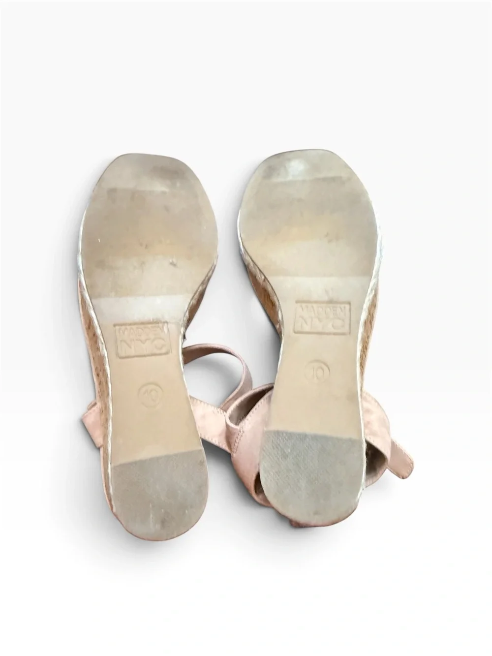 Madden NYC Braided Rhinestone Ankle Strap Sandals Nude Tan Silver